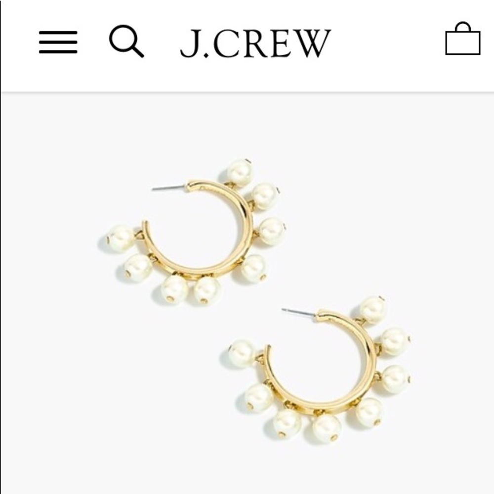 JCrew Pearl Drop Hoop Earrings
